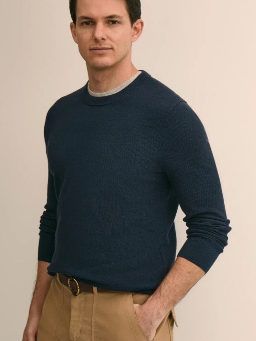 Brooks Brothers Men's Supima Cotton Pique Crew neck Sweater Size XXL Navy Blue
